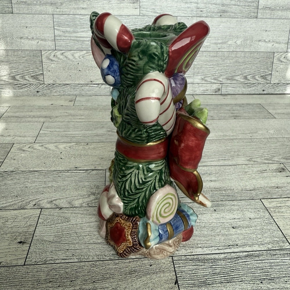 Fitz & Floyd Christmas Santa Gingerbread Candy Ceramic Candle Holder Sugar Plum - Picture 3 of 6